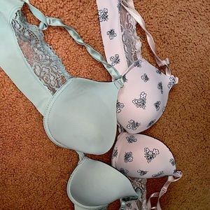 two cute padded bras